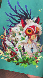 Load and play video in Gallery viewer, 5 x 7 Gold Foil Mononoke Print
