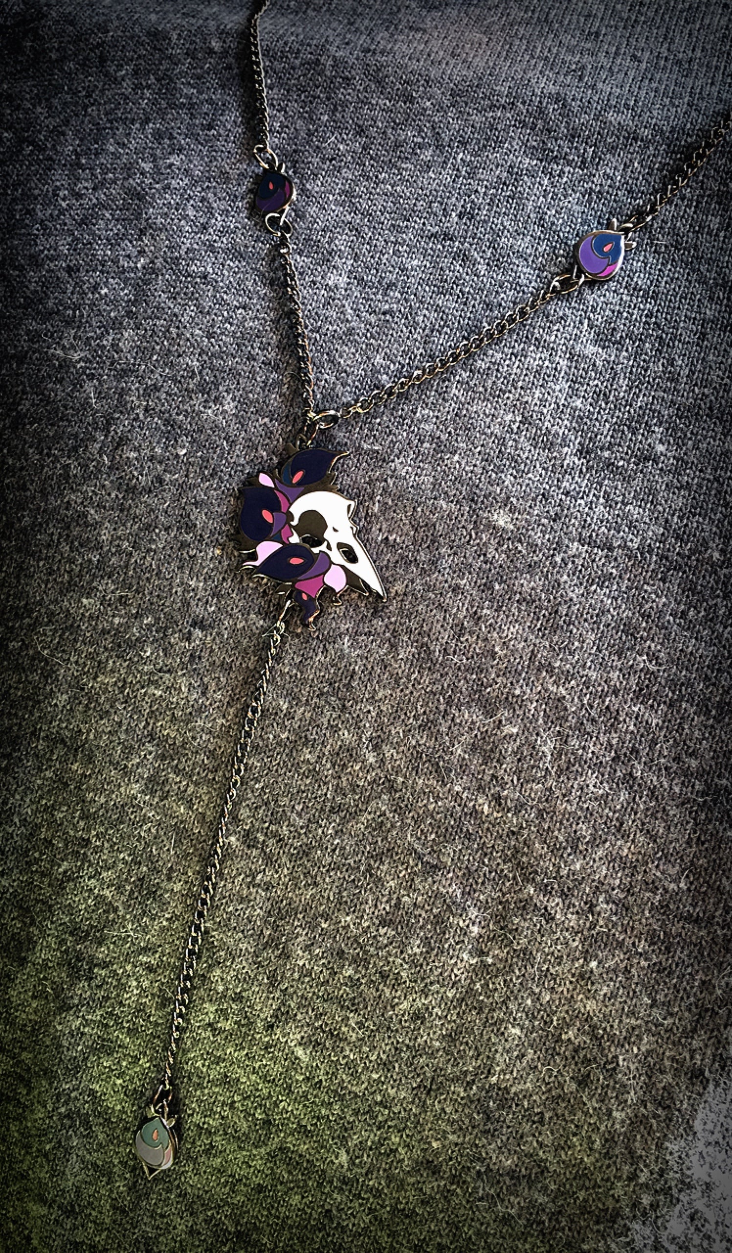 Purple Calla Lilies Raven Necklace