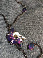 Load image into Gallery viewer, Purple Calla Lilies Raven Necklace
